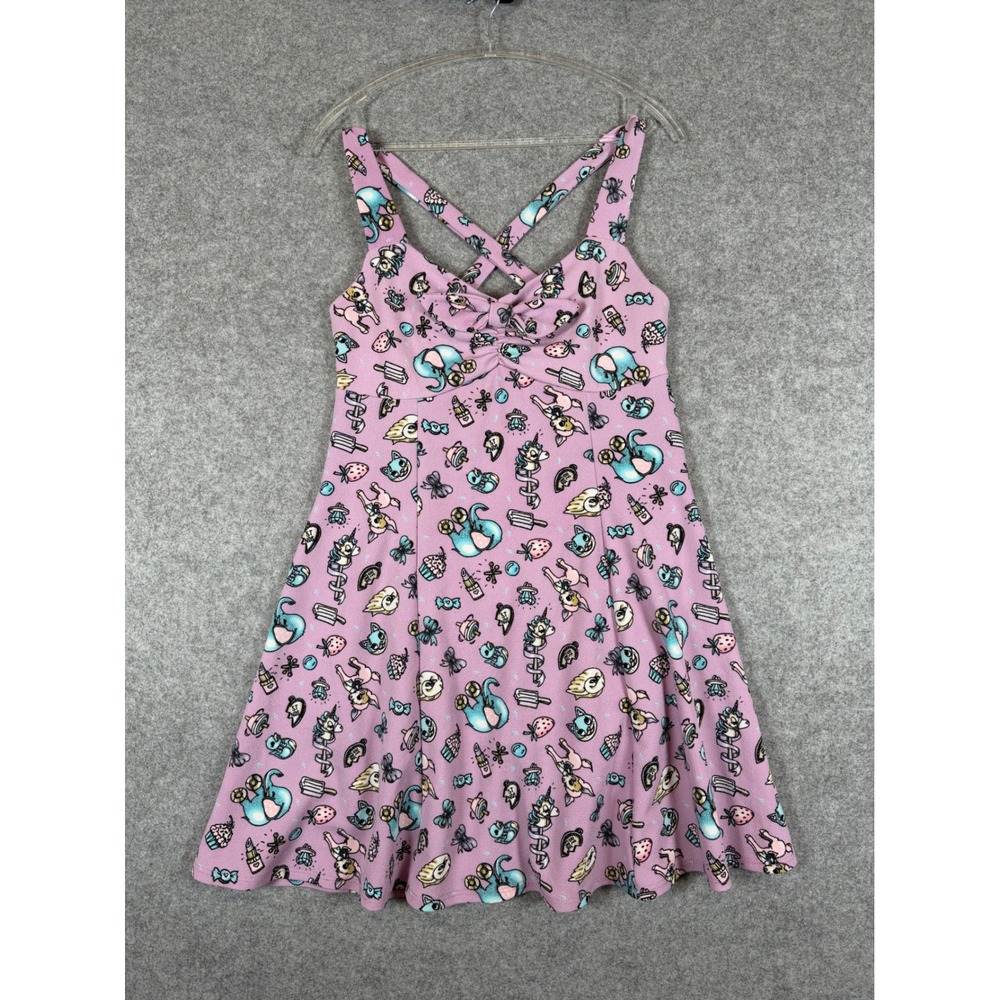 Midnight Hour Skater Dress Womens XL Purple Pastel Goth Creepy Cute Excellent